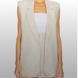 NWTs Club Monaco Linen Khaki Vest with Pockets